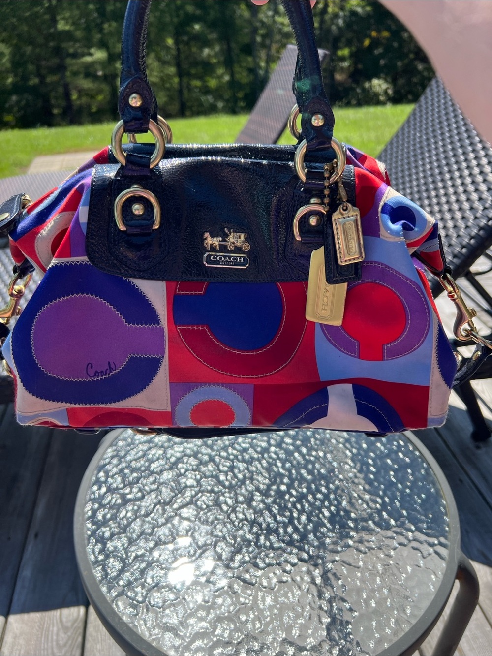 Vintage Y2K Coach Madison Graphic Op Art Resort Sabrina Satchel